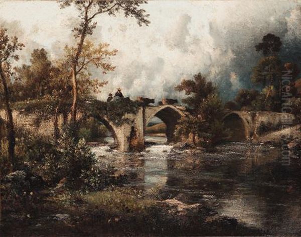 Le Vieux Pont Oil Painting by Jules Dupre