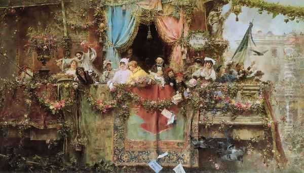 A Carnival In Rome Oil Painting by Jose Benlliure Y Gil