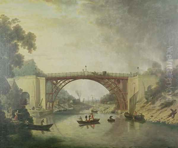 View of the Iron Bridge, 1780 Oil Painting by William Williams