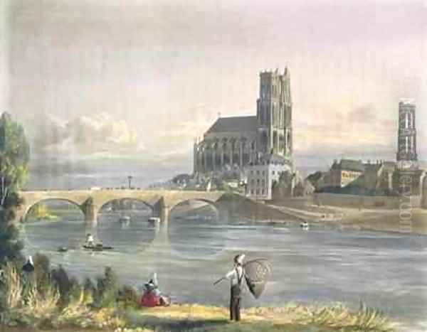 View of Mantes Oil Painting by John Gendall