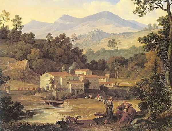 The Monastery of St. Francis in Sabine Hills, Rome Oil Painting by Joseph Anton Koch