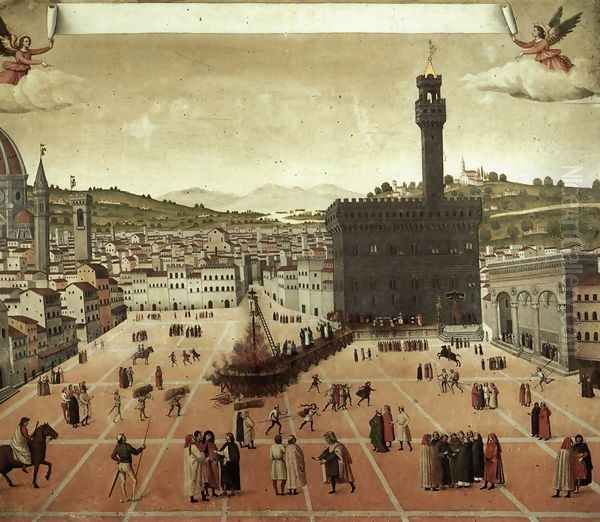 Execution of Savonarola on the Piazza della Signoria 1498 Oil Painting by Italian Unknown Masters