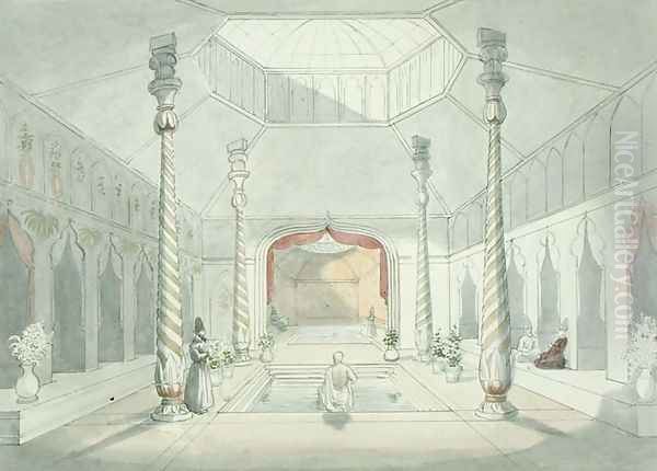 Interior of a Persian bath at Kermanshah Oil Painting by Charles Hamilton Smith