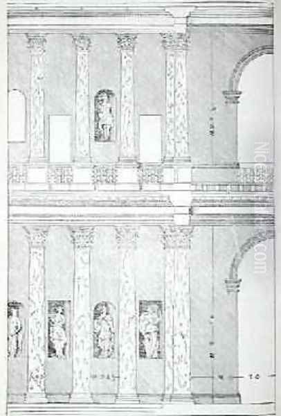 Roman Piazza, illustration from a facsimile copy of I Quattro Libri dell'Architettura written by Palladio, originally published 1570 Oil Painting by Andrea Palladio