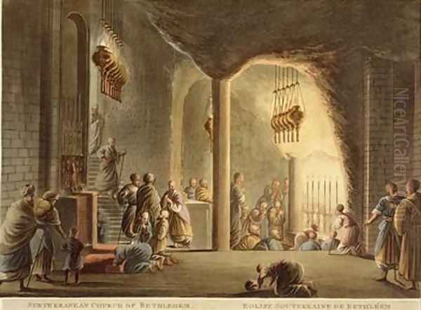 Subterranean Church of Bethlehem from Views of Palestine VolII Oil Painting by Luigi Mayer