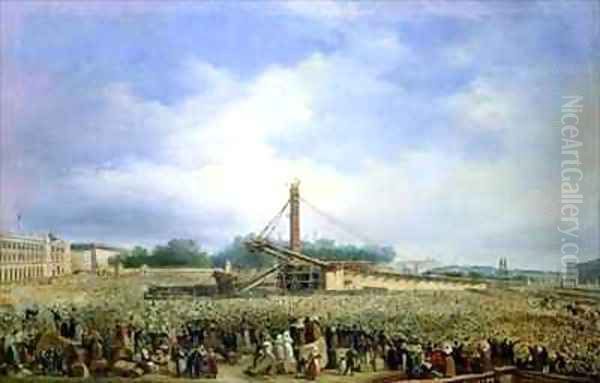 Erecting the Obelisk from Luxor in the Place de la Concorde Oil Painting by Francois Dubois