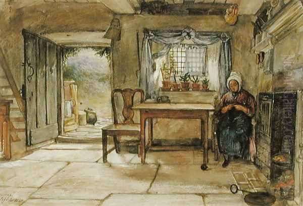 Cottage Interior, 1840 Oil Painting by Charles West Cope