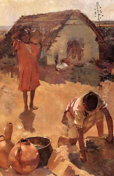 Figures near a Well in Morocco Oil Painting by Theo van Rysselberghe