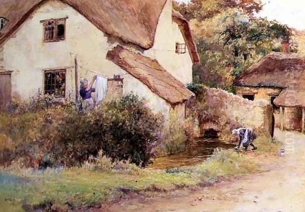 Cottage at Branscombe, Devon, 1894 Oil Painting by John White