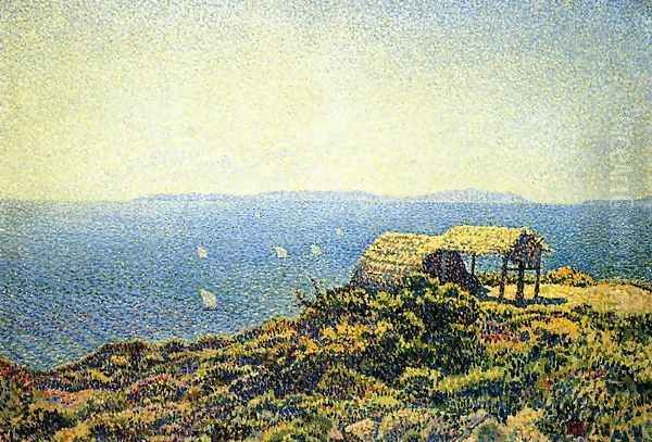 Ile du Levant, View from Cape Benat, Brittany Oil Painting by Theo van Rysselberghe