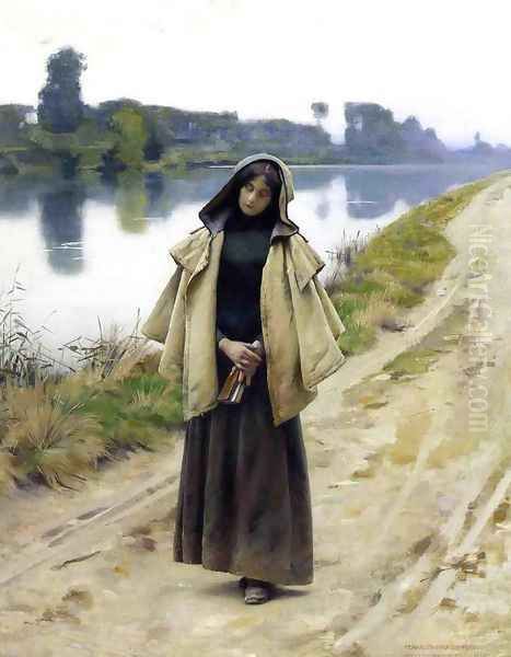 Girl by a Path Oil Painting by Charles Sprague Pearce