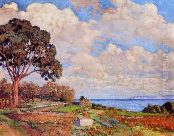 Large Tree near the Sea Oil Painting by Theo van Rysselberghe