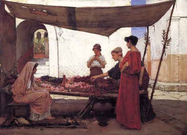 A Flower Stall 1880 Oil Painting by John William Waterhouse