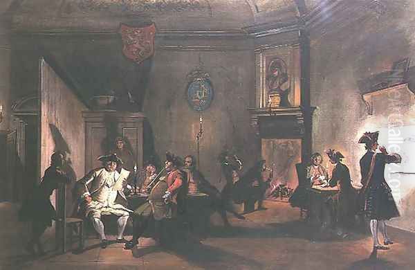 Interior with Military Officers Oil Painting by Cornelis Troost