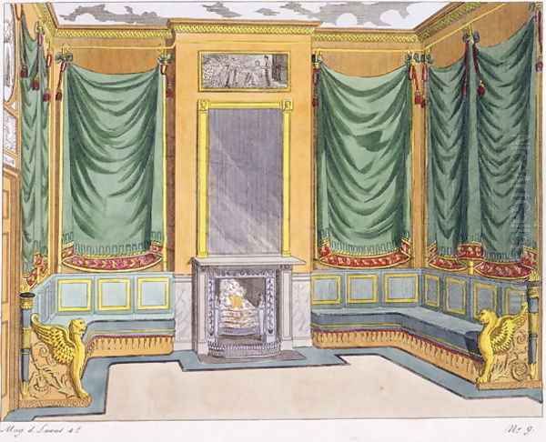 Room Design, George Smith, from Magazin des Luxus, Paris and Leipzig Vol IV, 19th century Oil Painting by George Smith