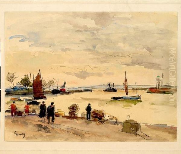 Sortie Du Port D'honfleur Oil Painting by Paul-Elie Gernez