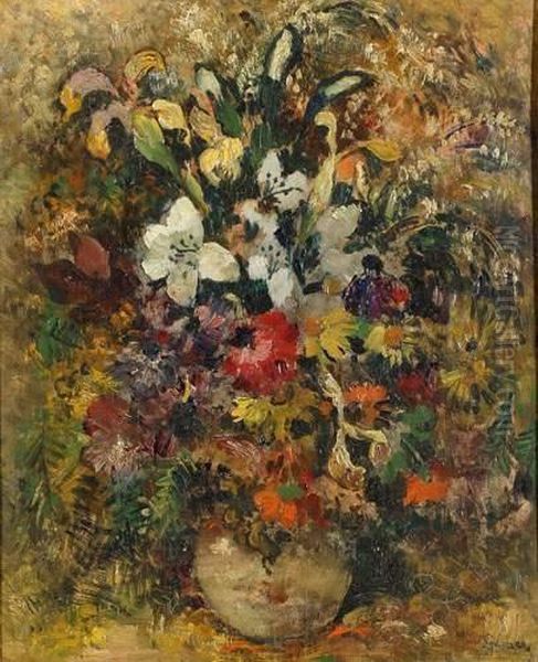 Bouquet De Fleurs Oil Painting by Paul-Elie Gernez