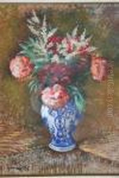 Vase De Fleurs Oil Painting by Paul-Elie Gernez