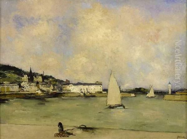 Vue Du Port De Honfleur Oil Painting by Paul-Elie Gernez