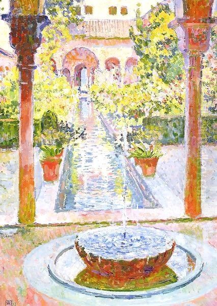 The Gardens of Generalife in Grenada Oil Painting by Theo van Rysselberghe