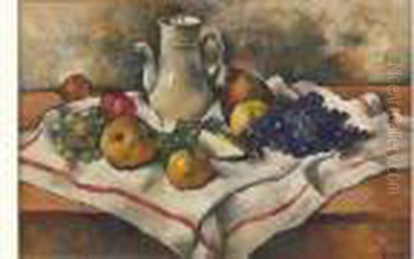 Nature Morte A La Cafetiere Blanche Pastel. Oil Painting by Paul-Elie Gernez