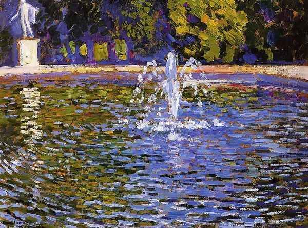 The Fountain: Parc Sans Souci at Potsdam Oil Painting by Theo van Rysselberghe