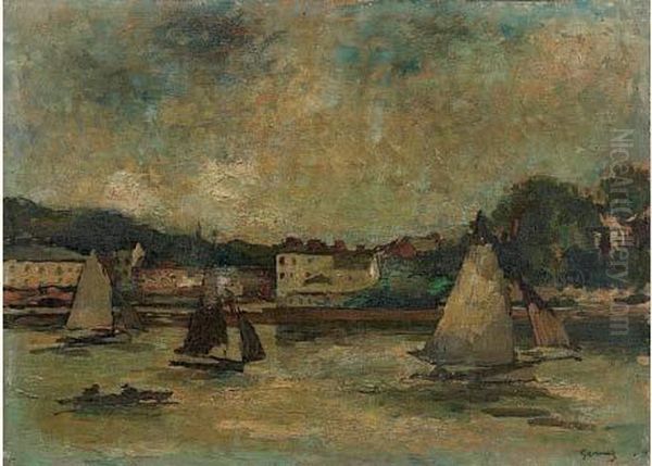 Honfleur, La Sortie Du Port Oil Painting by Paul-Elie Gernez