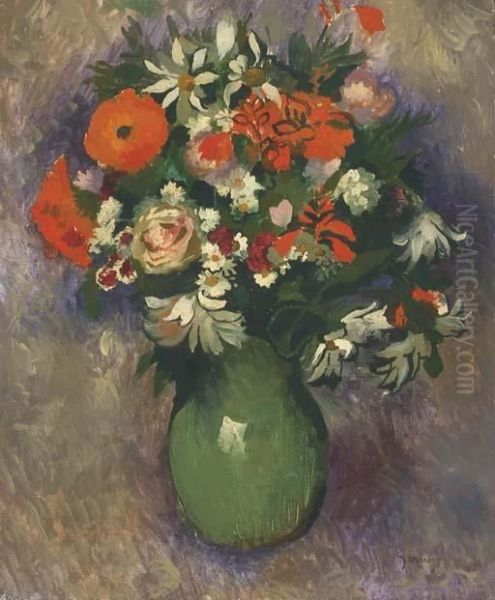 Bouquet, Pot Vert Oil Painting by Paul-Elie Gernez