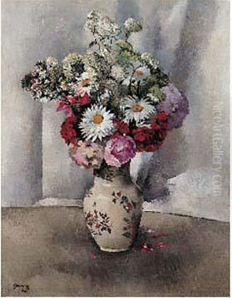 Vase De Fleurs Oil Painting by Paul-Elie Gernez