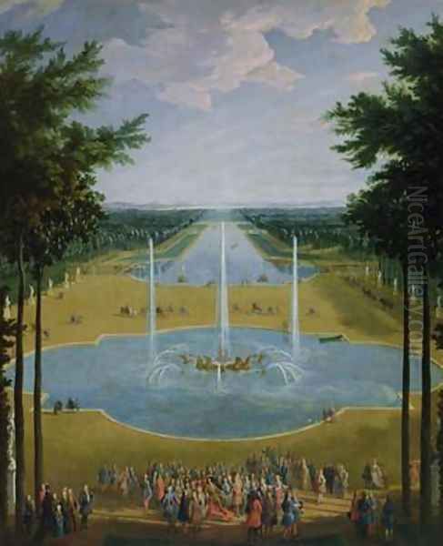 View of the Bassin dApollon in the gardens of Versailles 1713 Oil Painting by Pierre-Denis Martin