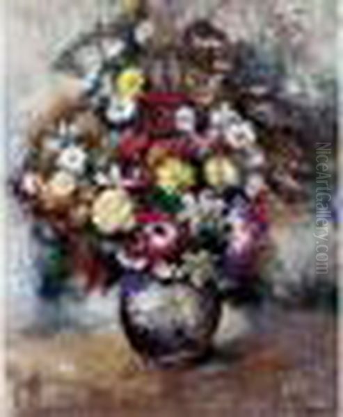 Bouquet De Fleurs. Oil Painting by Paul-Elie Gernez