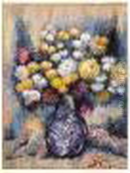 Vase De Fleurs Oil Painting by Paul-Elie Gernez