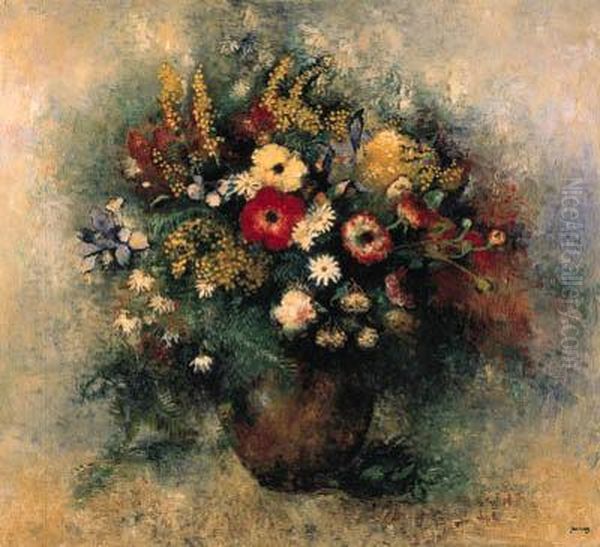 Vase De Fleurs Oil Painting by Paul-Elie Gernez