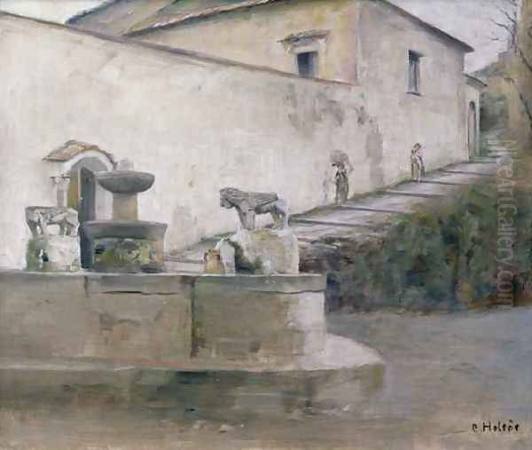 The Fountain Italy Oil Painting by Carl Vilhelm Holsoe