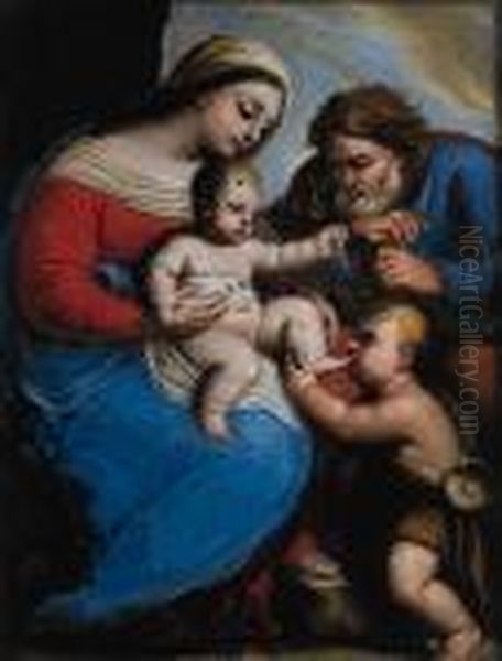 Sacra Famiglia Con San Giovannino Oil Painting by Luca Giordano