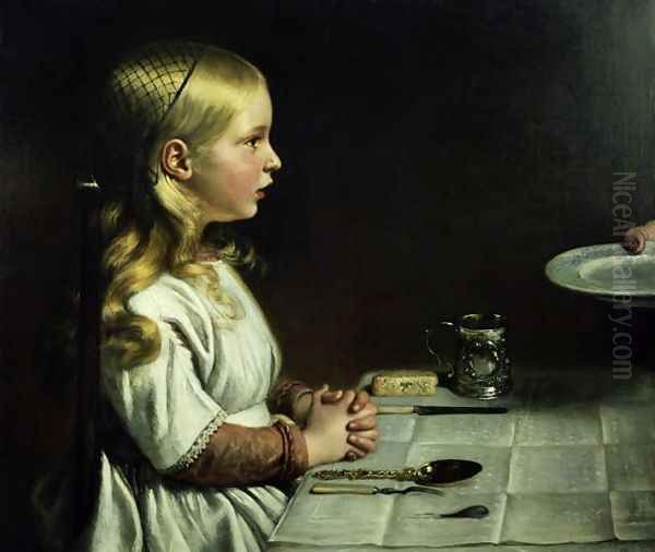 Florence Cope Saying Grace at Dinnertime Oil Painting by Charles West Cope