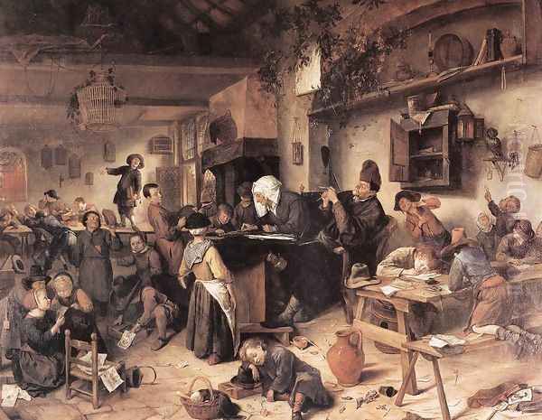 The Village School c. 1670 Oil Painting by Jan Steen