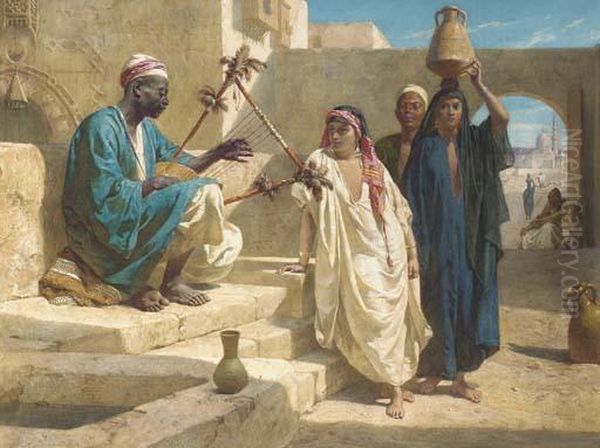 The Street Musician Oil Painting by Frederick Goodall