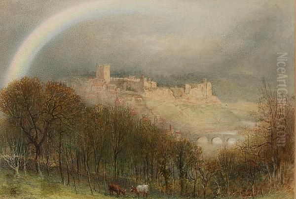 Across The Swale, Richmond, Yorkshire Oil Painting by Albert Goodwin