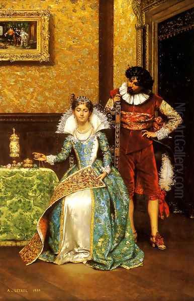 The Attentive Courtier Oil Painting by Adolphe-Alexandre Lesrel