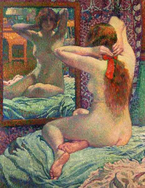 The Scarlet Ribbon Oil Painting by Theo van Rysselberghe