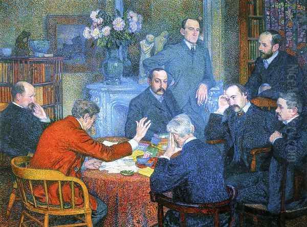 A Reading by Emile Verhaeren Oil Painting by Theo van Rysselberghe