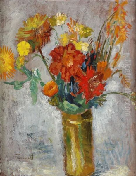 Blomsterstilleben Oil Painting by Isaac Grunewald