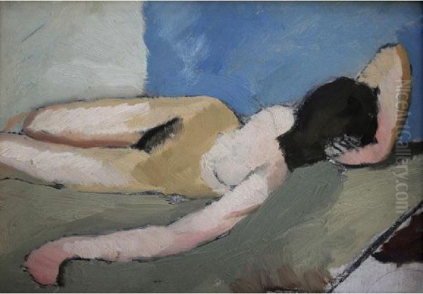 Reclining Female Nude Oil Painting by Isaac Grunewald