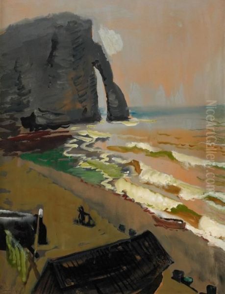 Kustlandskap - Etretat Oil Painting by Isaac Grunewald