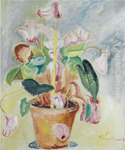 Alpviol (cyclamen) Oil Painting by Isaac Grunewald