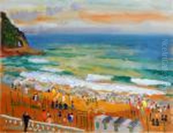 Badstranden Med Barriar Oil Painting by Isaac Grunewald