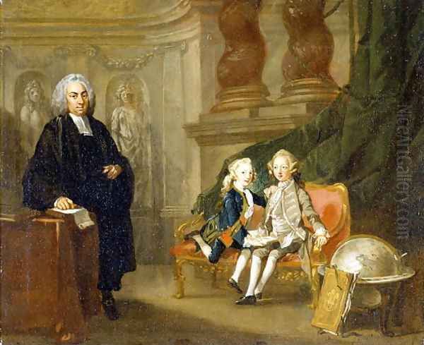 Prince George (1738-1820) and Prince Edward Augustus (1739-67) Sons of Frederick (1707-51) Prince of Wales, with their tutor Dr Francis Ayscough, c.1748-49 Oil Painting by Richard Wilson