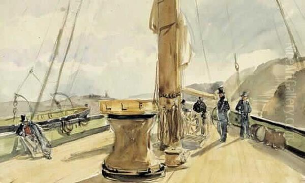 Sur Le Pont Du Navire Oil Painting by Theodore Gudin