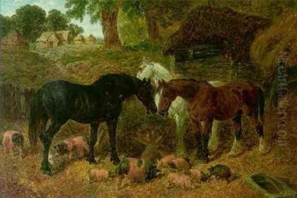 Feeding Time Oil Painting by John Frederick Herring Snr